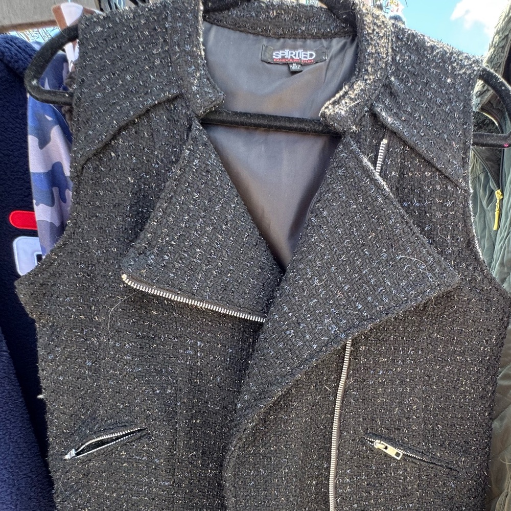 Spirited Black Sparkle Tweed Women’s Vest